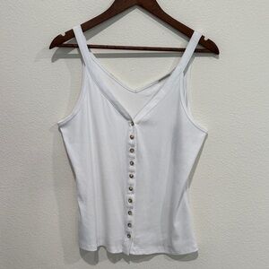 Elie Tahari White Button-Front Camisole